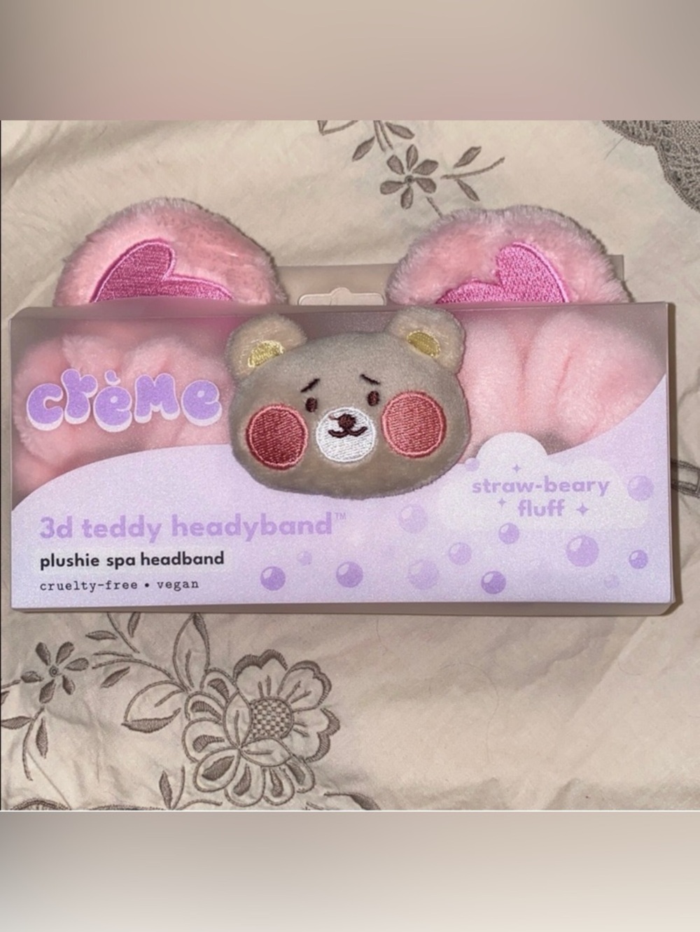 The Crème Shop 3D Teddy Headband - Pink and Cream